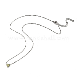 Ожерелья из нержавеющей стали 304 с треугольным кулоном из оливкового кубического циркония для женщин&nbsp;NJEW-Z064-01P