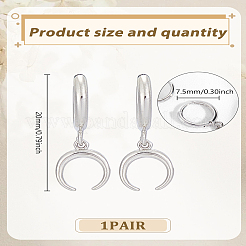 1 пара серег-колец в форме луны из латуни&nbsp;EJEW-LP0007-116P