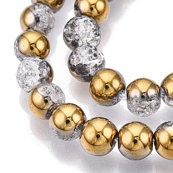 Гальванизированные нити стеклянных бусин с эффектом кракле&nbsp;X-EGLA-N014-6mm-04