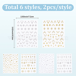 12шт 6 стиля наклейки для дизайна ногтей&nbsp;FIND-SP0004-60
