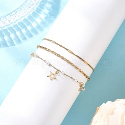 Браслеты из круглого АБС-пластика с бусинами из искусственного жемчуга и стальных тросов 304&nbsp;BJEW-JB12452-02