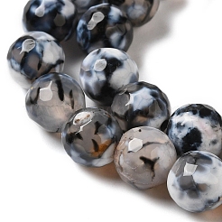 Нити окрашенных и нагретых натуральных агатовых бус с огненным кракелюром&nbsp;G-P539-B01-14