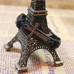 Регулируемый крест с железными браслетами слово шнура плетеный кожаный&nbsp;LS-BJEW-P0001-02B