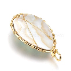 Раковины ушка / Paua Shellwire завернутые большие подвески&nbsp;SSHEL-L008-58