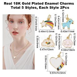 10 шт. 5 стиля настоящих настоящих 18-каратных позолоченных латунных подвесок&nbsp;FIND-CN0001-28
