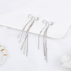 1 пара серег-гвоздиков с кисточками и бантом из сплава&nbsp;EJEW-LP0007-102