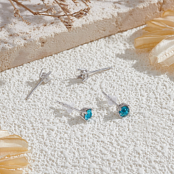 2 пара сережек-гвоздиков из стерлингового серебра с двумя оправами&nbsp;STER-BC0002-89A