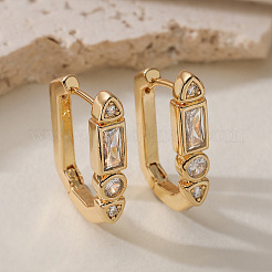 Латунные серьги-кольца из прозрачного кубического циркония&nbsp;WGE931E-01