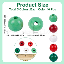 200 шт. 5-х цветные деревянные европейские бусины&nbsp;WOOD-PA0001-08