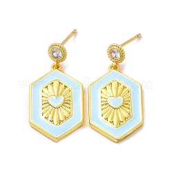 Латунные микро проложить серьги стержня кубического циркония EJEW-H091-07G