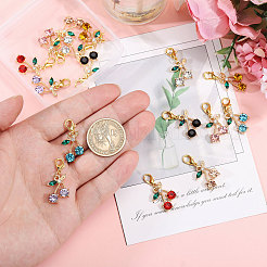 16 шт. 8-х цветные подвески из вишневого сплава со стразами&nbsp;HJEW-CA00024