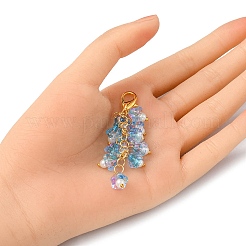 Труба цветок стеклянный кулон украшения&nbsp;HJEW-YW0001-02E