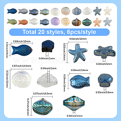 120шт 20 цвета гальванические стеклянные бусины&nbsp;EGLA-SC0001-55