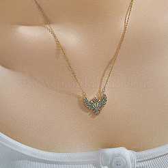 Ожерелья с подвеской в виде крыла в стиле хип-хоп из латуни с микропаве из зеленого кубического циркония&nbsp;TE8910-1