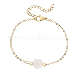 Браслеты из плоских круглых бусин из натурального агата&nbsp;BJEW-JB12083-02