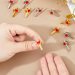 24 шт. 2 цвета крест с сердцем сплав эмаль лацкан значок для рюкзака одежды&nbsp;JEWB-FG0001-59