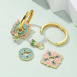 Серьги-кольца из латуни с ромбами&nbsp;EJEW-R016-13G-01