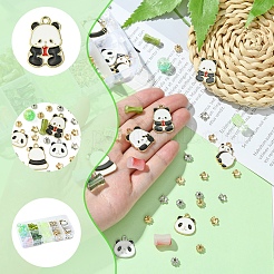 Наборы для изготовления браслетов из бамбука и панды из акрила и эмали из сплава&nbsp;DIY-FS0007-48