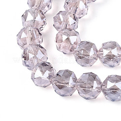 Гальваническое покрытие прозрачных круглых стеклянных бусин в нитях&nbsp;EGLA-T029-8mm-12T-10