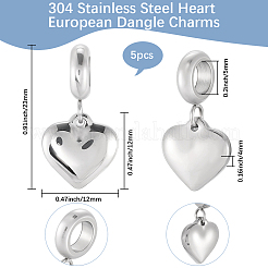 5 шт. европейские подвески из нержавеющей стали 304&nbsp;STAS-BBC0007-89