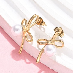 Серьги-гвоздики из нержавеющей стали 304 с бантом&nbsp;EJEW-C142-07G