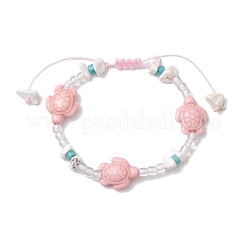 Браслеты из синтетической бирюзы и магнезита с плетением из бусин&nbsp;BJEW-JB11677