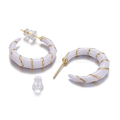 Серьги-кольца из латуни с эмалью&nbsp;EJEW-L231-62B