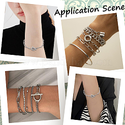 20шт. браслеты-цепочки из текстурированной нержавеющей стали 304 в виде скрепок&nbsp;BJEW-SP0001-02