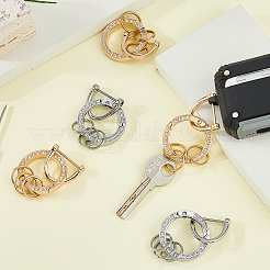 6 комплект 2-х цветных колец-пружинниц со стразами из сплава&nbsp;KEYC-HS0001-05