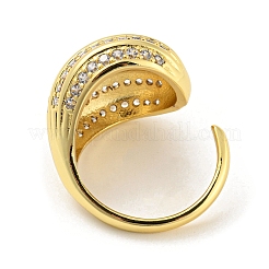 Открытое кольцо-манжета из латуни с микропаве из кубического циркония&nbsp;RJEW-C033-12G