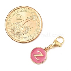 26 шт. 26 стиля плоская круглая подвеска с буквой a`z из сплава и эмали&nbsp;HJEW-JM02404