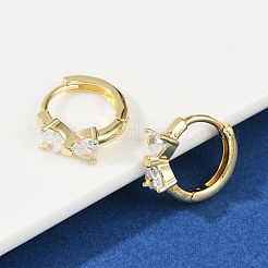 Серьги-кольца с бантом из латуни с микропаве из прозрачных кубических цирконий&nbsp;EJEW-L299-04G