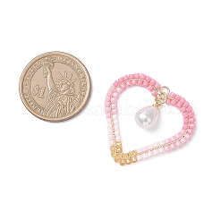 Подвески в форме сердца из латунного стекла и бисера&nbsp;PALLOY-MZ01103