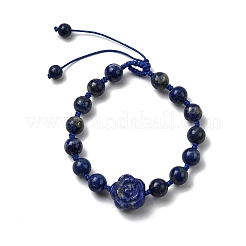 Регулируемые плетеные браслеты из натуральных бусин лазурита для женщин&nbsp;BJEW-L713-A04