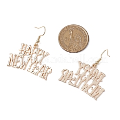 Серьги-подвески из сплава с надписью «С Новым годом» для женщин&nbsp;EJEW-JE06155