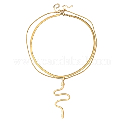 Двухслойные ожерелья в форме змеи из нержавеющей стали 304 для женщин&nbsp;LS-NJEW-Z108-03G