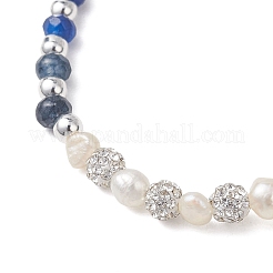 Браслеты из окрашенного натурального малазийского нефрита в форме ронделей и культивированного пресноводного жемчуга&nbsp;BJEW-JB13380-02