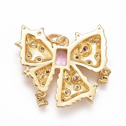 Подвески из розового и прозрачного кубического циркония из латуни с реечным покрытием&nbsp;KK-M229-02G