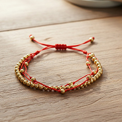 Регулируемые многорядные браслеты из круглых латунных бусин&nbsp;XW4169-2