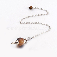 Природные маятники с тигровым глазом&nbsp;X-BJEW-E292-A09