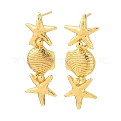 Серьги-гвоздики из латуни с подвесками на морскую тематику&nbsp;EJEW-F400-04E-G