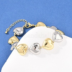 Браслеты-цепочки из латуни в форме сердца для женщин&nbsp;BJEW-K248-04G