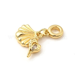 Латунные подвески в форме раковины с прозрачным кубическим цирконием и подвесками в европейском стиле KK-C113-02G