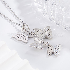 Подвеска-бабочка из латуни с микропаве из прозрачного кубического циркония для женщин.&nbsp;FS-WG1F8BB-01