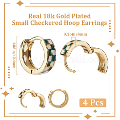 2 пара эмалевых толстых серег-колец с узором «тартан» для женщин&nbsp;EJEW-BBC0001-27A