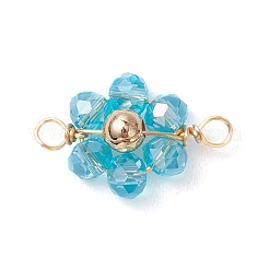 7 шт. 7-цветные гальванизированные прозрачные стеклянные граненые рондель и латунные круглые бусины-цветочки-подвески&nbsp;PALLOY-JF03466