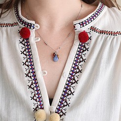 Подвеска в форме капли из натурального голубого авантюрина (окрашенного и подвергнутого термической обработке)&nbsp;FS-WG432C7-01