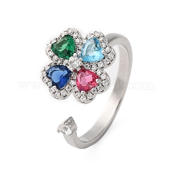 Вращающиеся манжеты из латуни с микропаве из кубического циркония для женщин&nbsp;RJEW-M099-01P