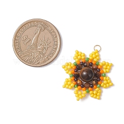 Круглые подвески из натурального тигрового глаза и стеклянных бусин&nbsp;PALLOY-MZ01135