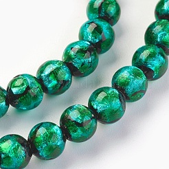 Ручная серебряная фольга стеклянные бусины Lampwork&nbsp;LAMP-P051-G09-6mm